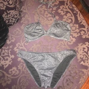 Silver Sparkly Bikini Set